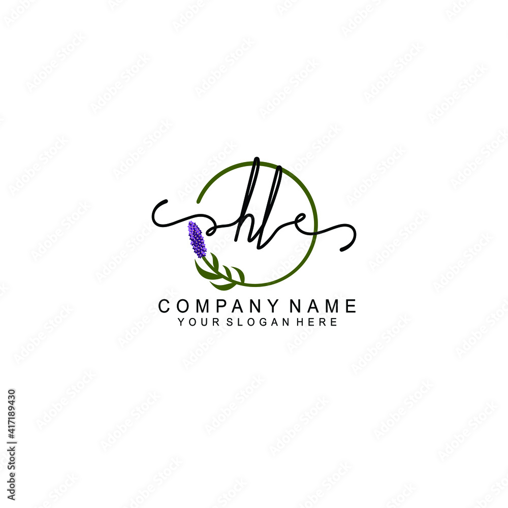 Letter HL Beautiful handwriting logo Letter HL Beautiful handwriting logo