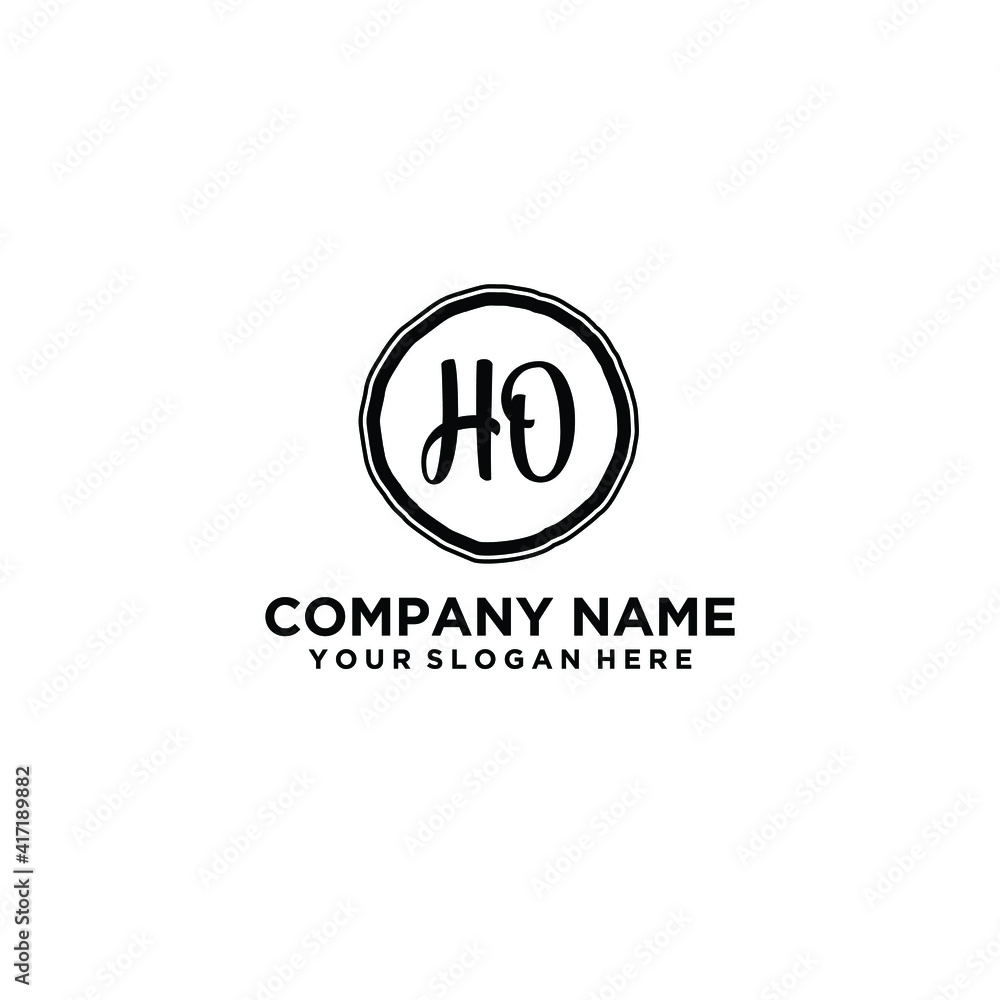 Letter HO Beautiful handwriting logo Letter HO Beautiful handwriting logo