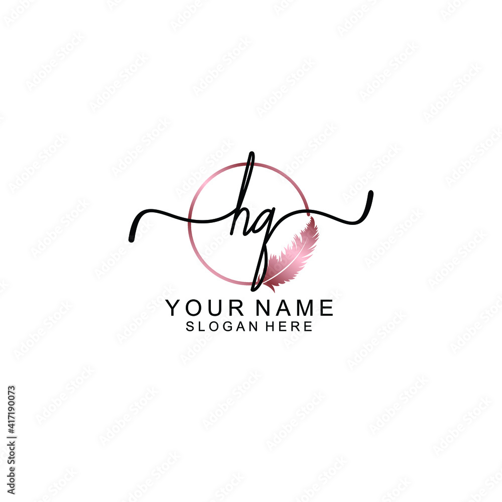 Letter HQ Beautiful handwriting logo Letter HQ Beautiful handwriting logo