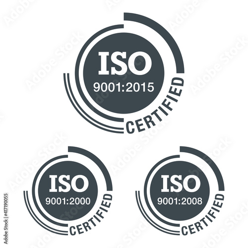ISO 9001 flat pictogram, 2000, 2008 and 2015