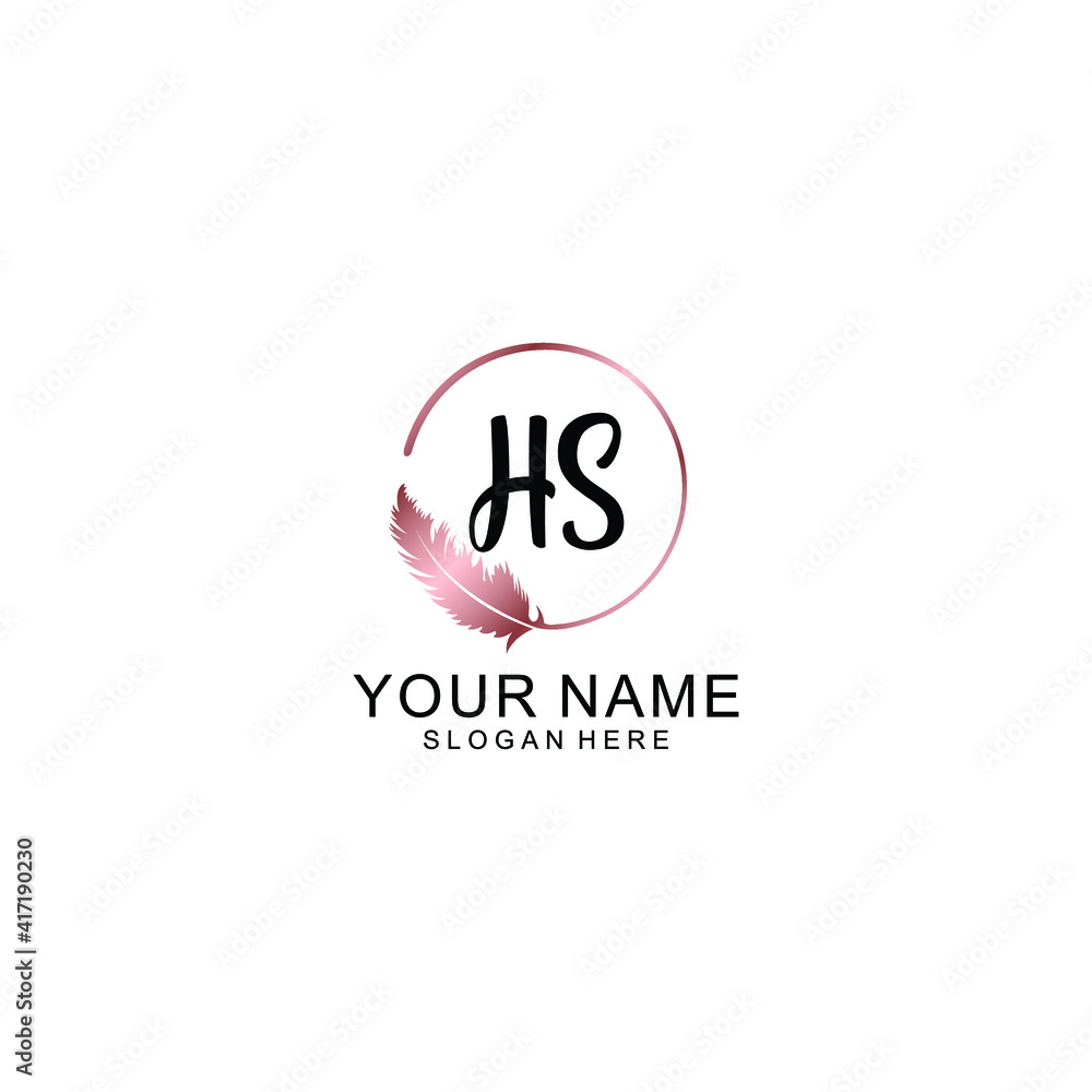 Letter HS Beautiful handwriting logo Letter HS Beautiful handwriting logo