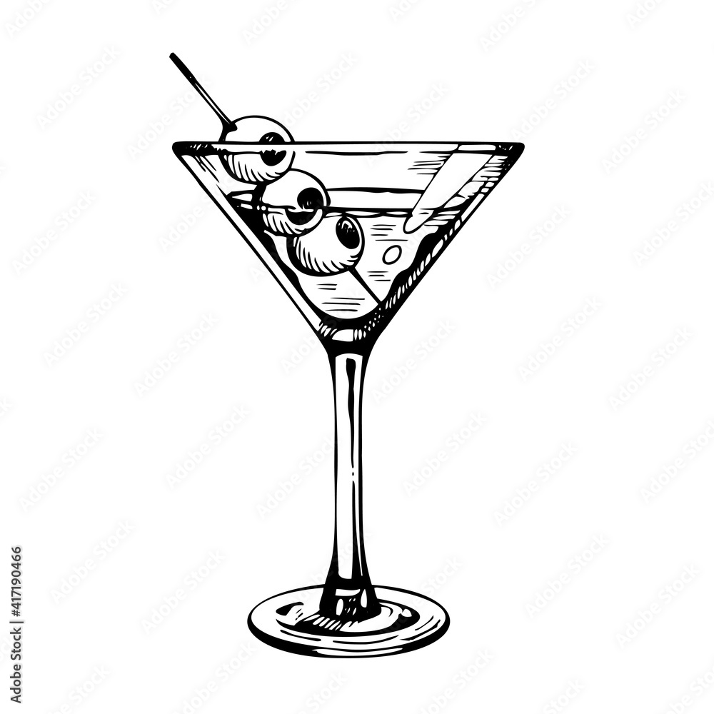 Αυτοκόλλητο Martini glass with olives