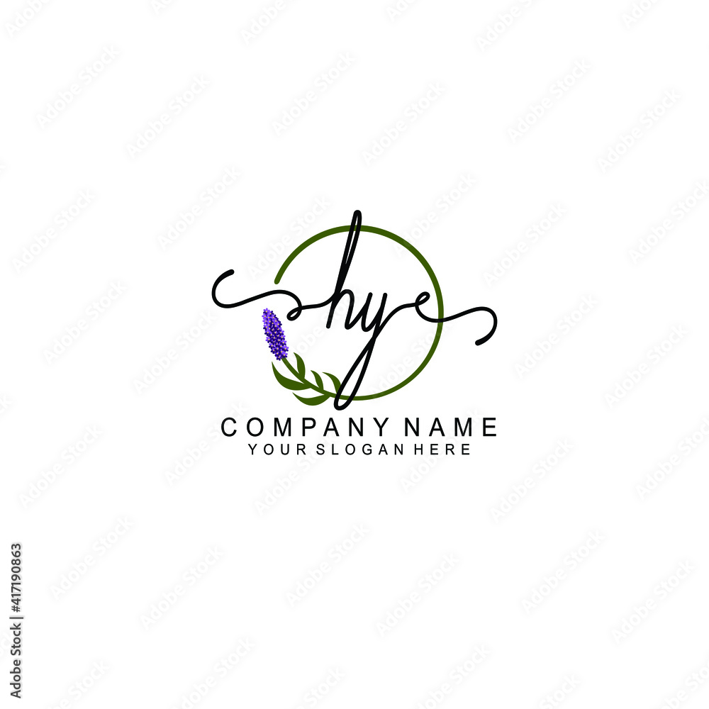 Letter HY Beautiful handwriting logo Letter HY Beautiful handwriting logo