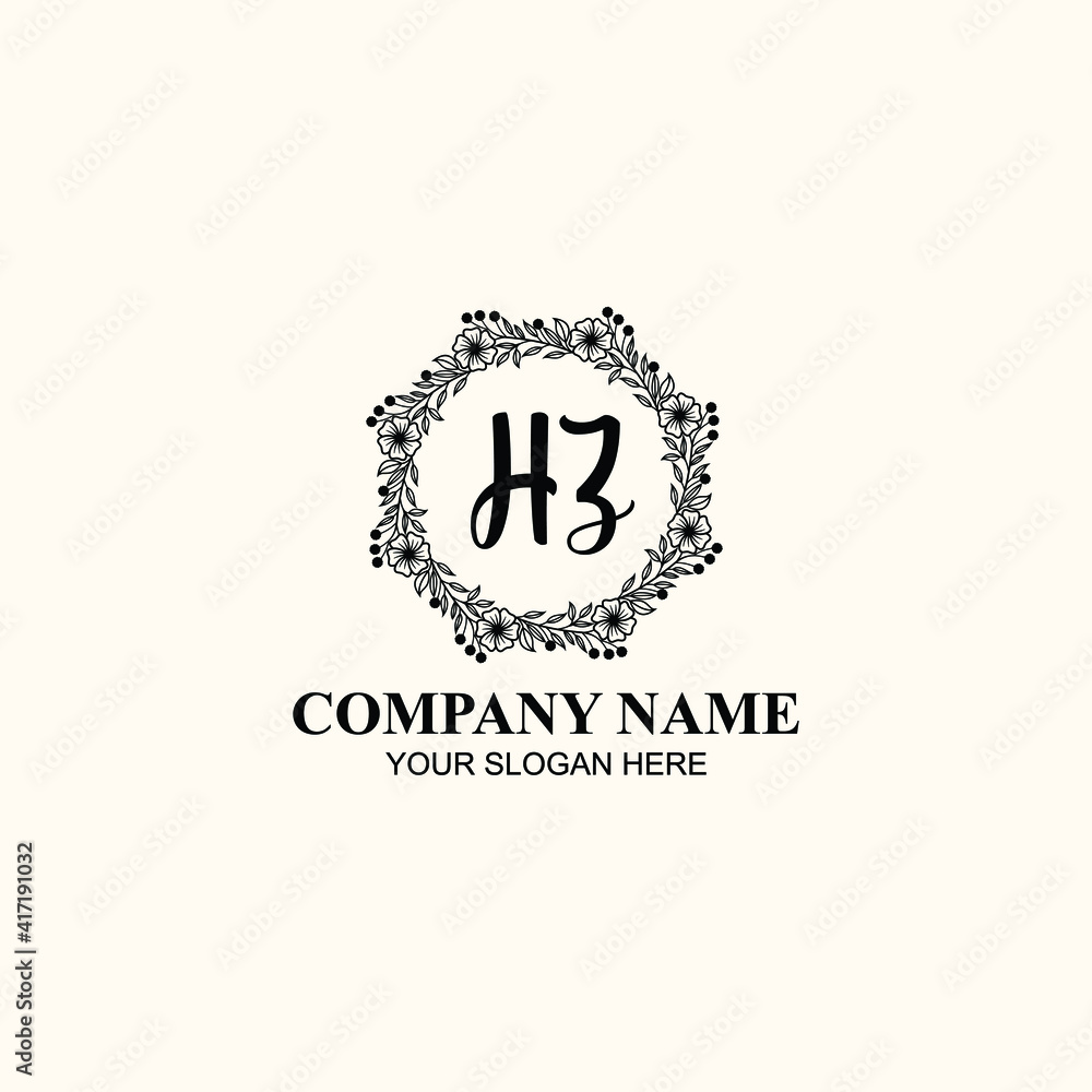 Letter HZ Beautiful handwriting logo Letter HZ Beautiful handwriting logo
