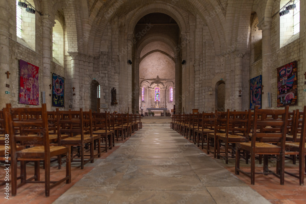 The nave of the Abbaye aux Dames in Saintes, France