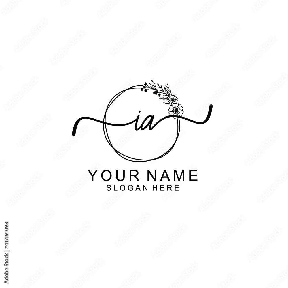 Letter IA Beautiful handwriting logo Letter IA Beautiful handwriting logo
