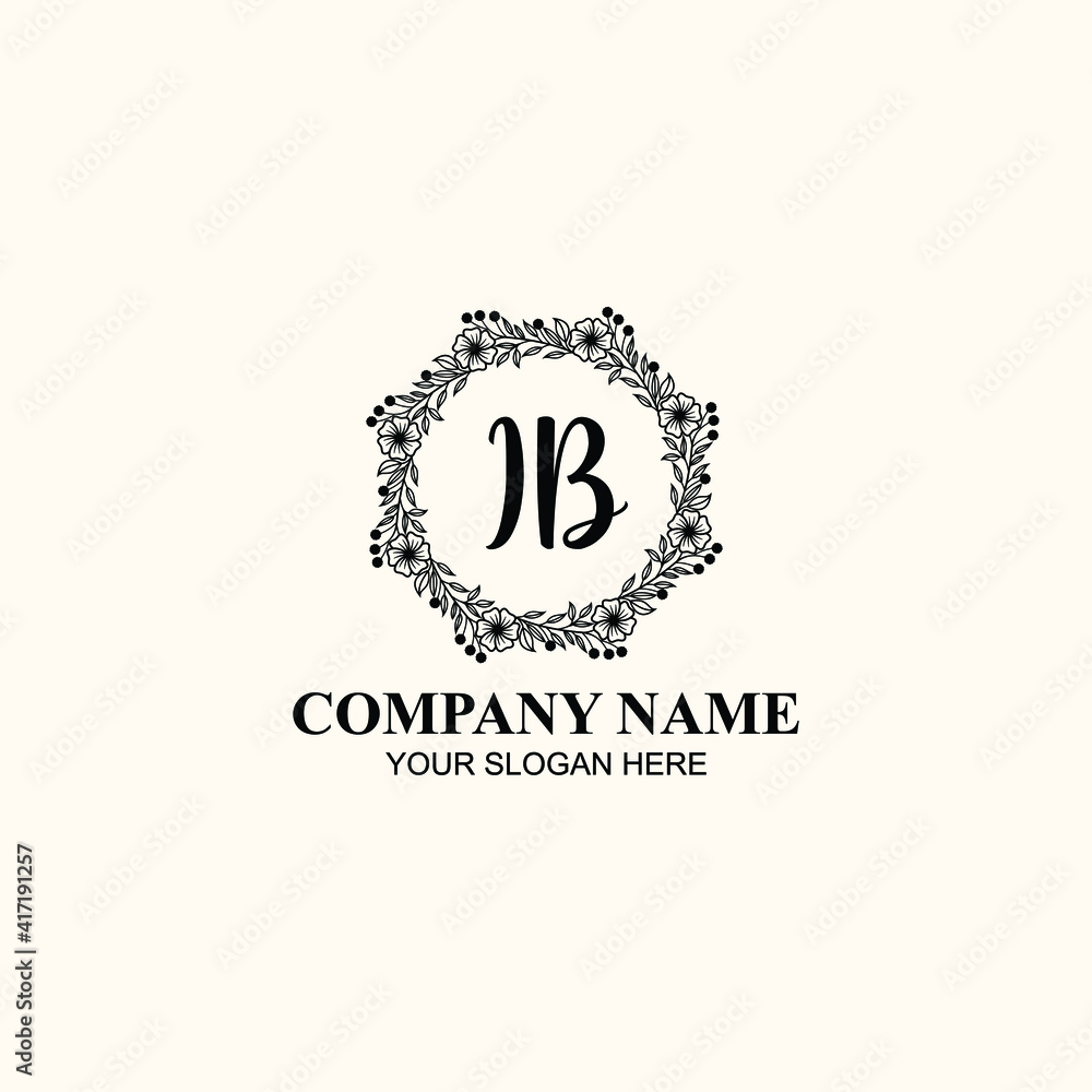 Letter IB Beautiful handwriting logo Letter IB Beautiful handwriting logo