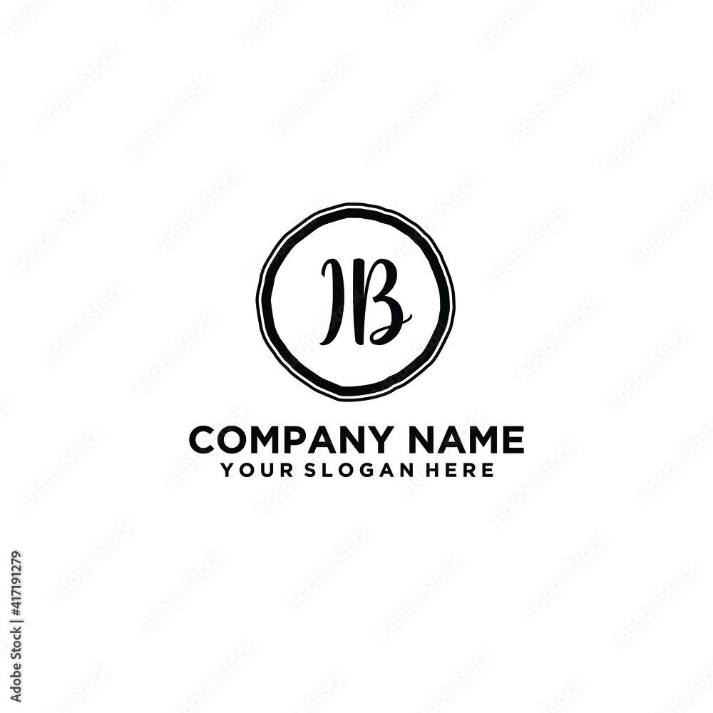 Letter IB Beautiful handwriting logo Letter IB Beautiful handwriting logo