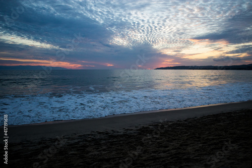 Beach sunset over the Pacific Ocean in the Riviera Nayarit in Mexico photo