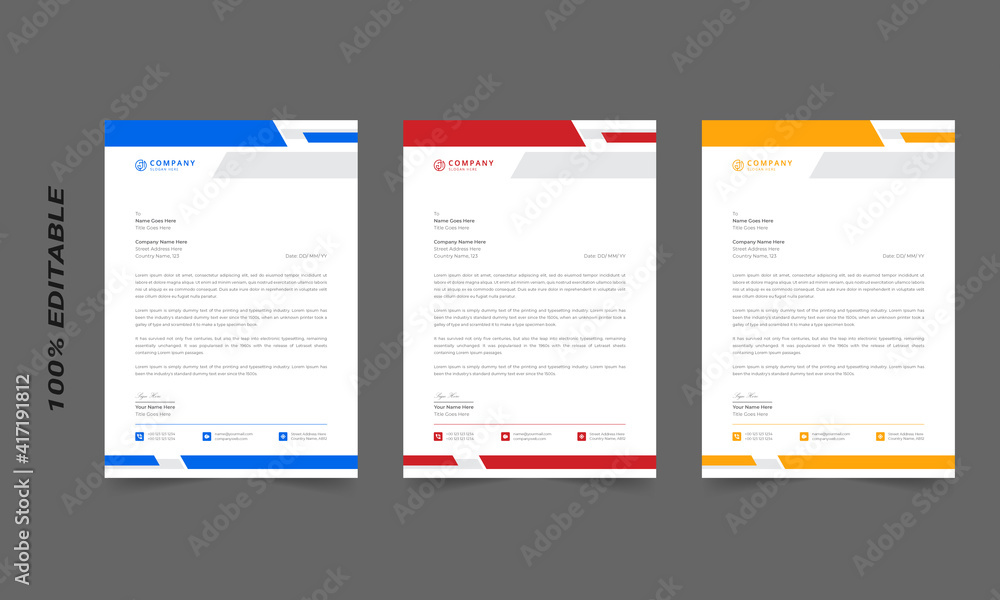 Corporate business letterhead template. Corporate letter head