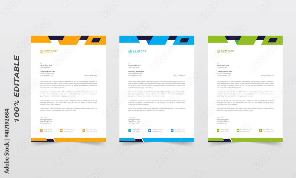 Obraz premium Letterhead template. Business letterhead design template 