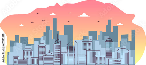 Canvas Print sunset city silhouette