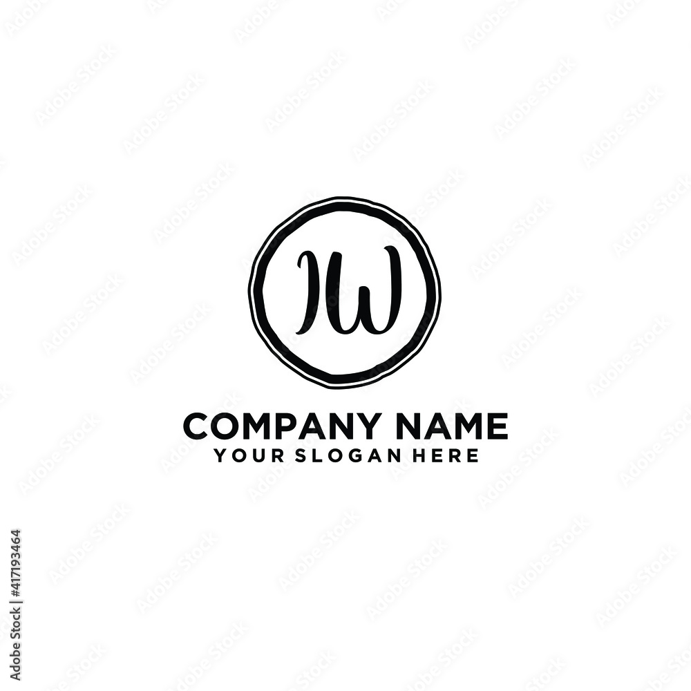 Letter IW Beautiful handwriting logo Letter IW Beautiful handwriting logo
