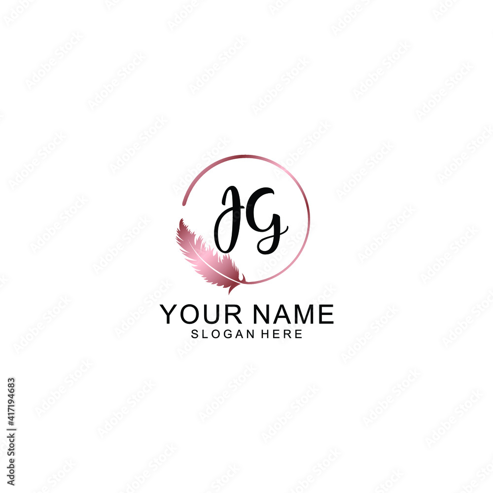 Letter JG Beautiful handwriting logo Letter JG Beautiful handwriting logo