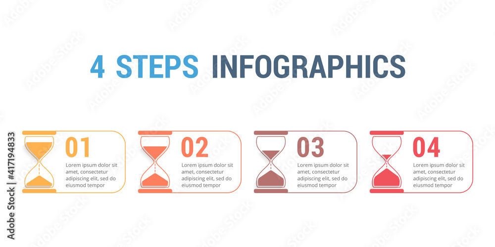 4 Steps Infographics with Hourglass 4 Steps Infographics with Hourglass