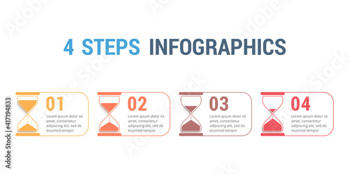 4 Steps Infographics with Hourglass