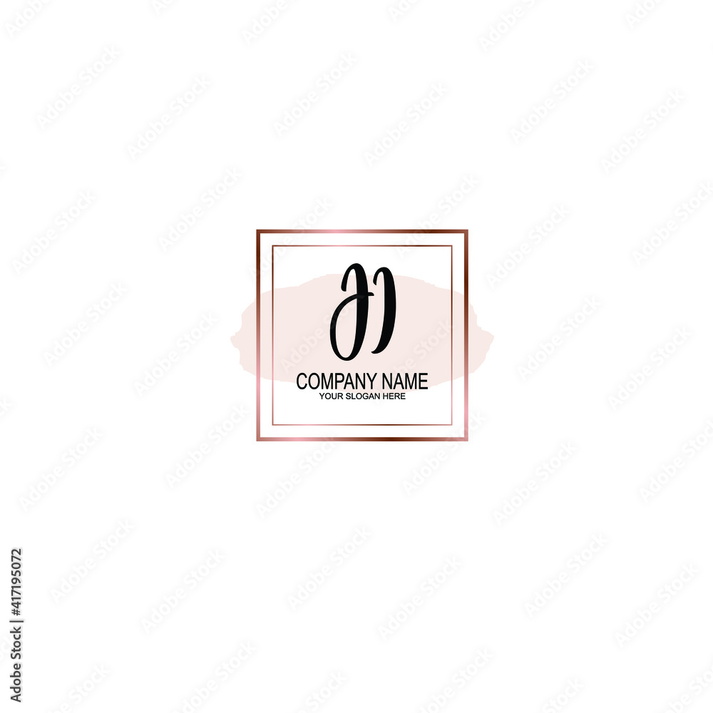 Letter JI Beautiful handwriting logo Letter JI Beautiful handwriting logo