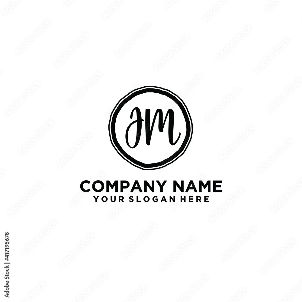 Letter JM Beautiful handwriting logo Letter JM Beautiful handwriting logo