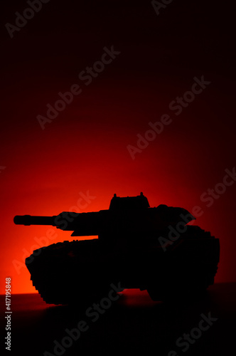 Military Tank At Sunset