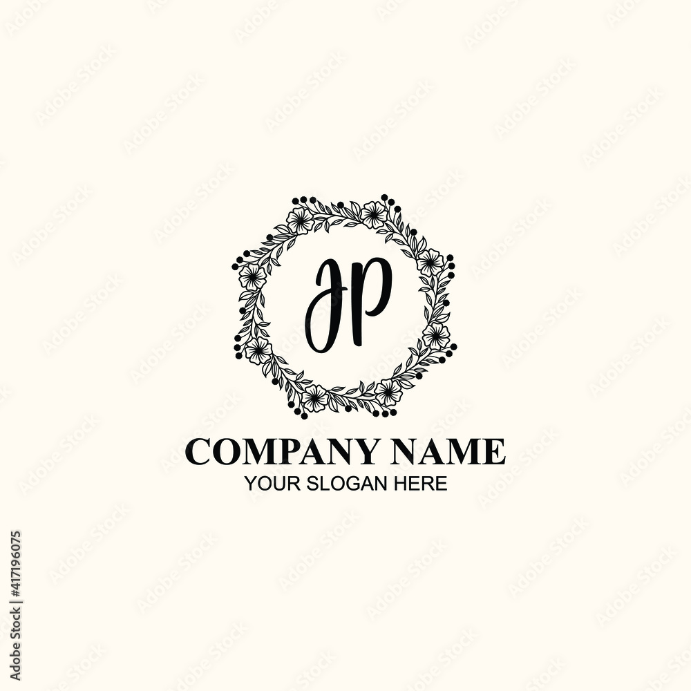 Letter JP Beautiful handwriting logo Letter JP Beautiful handwriting logo