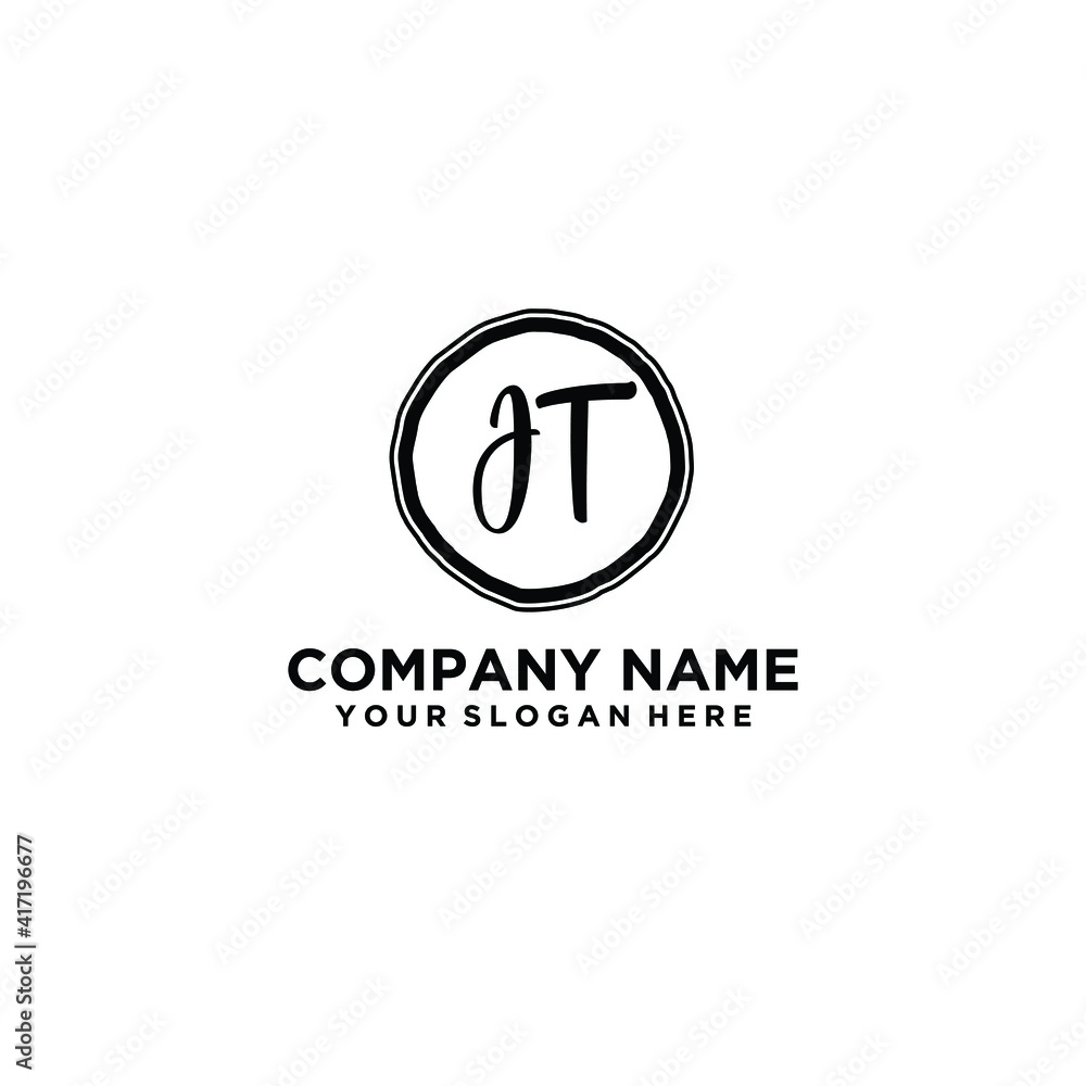 Letter JT Beautiful handwriting logo Letter JT Beautiful handwriting logo