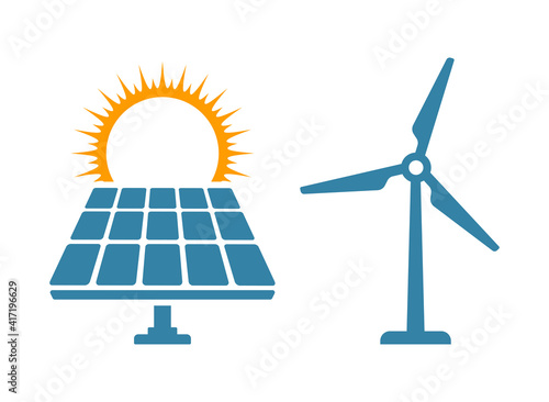 solar panel and wind turbine icon
