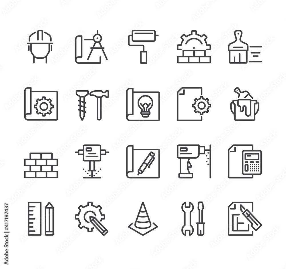 Construction house project development isolated line thin icon set
Construction house project development isolated line thin icon set