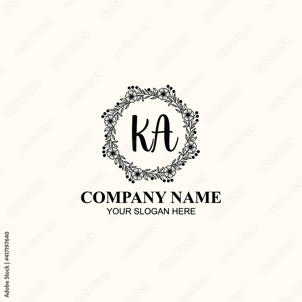 Letter KA Beautiful handwriting logo Letter KA Beautiful handwriting logo