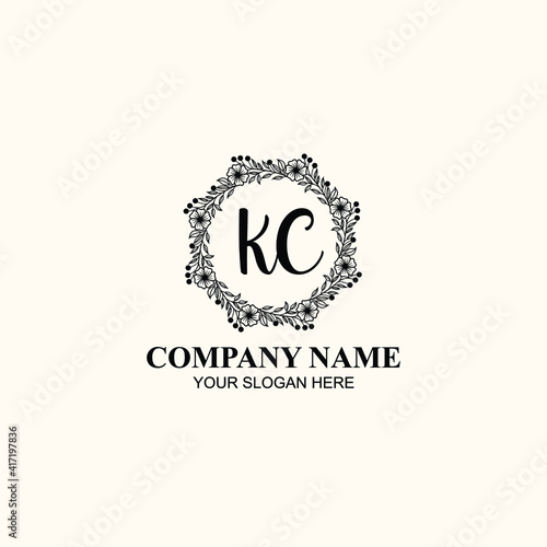 Fototapeta Naklejka Na Ścianę i Meble -  Letter KC Beautiful handwriting logo