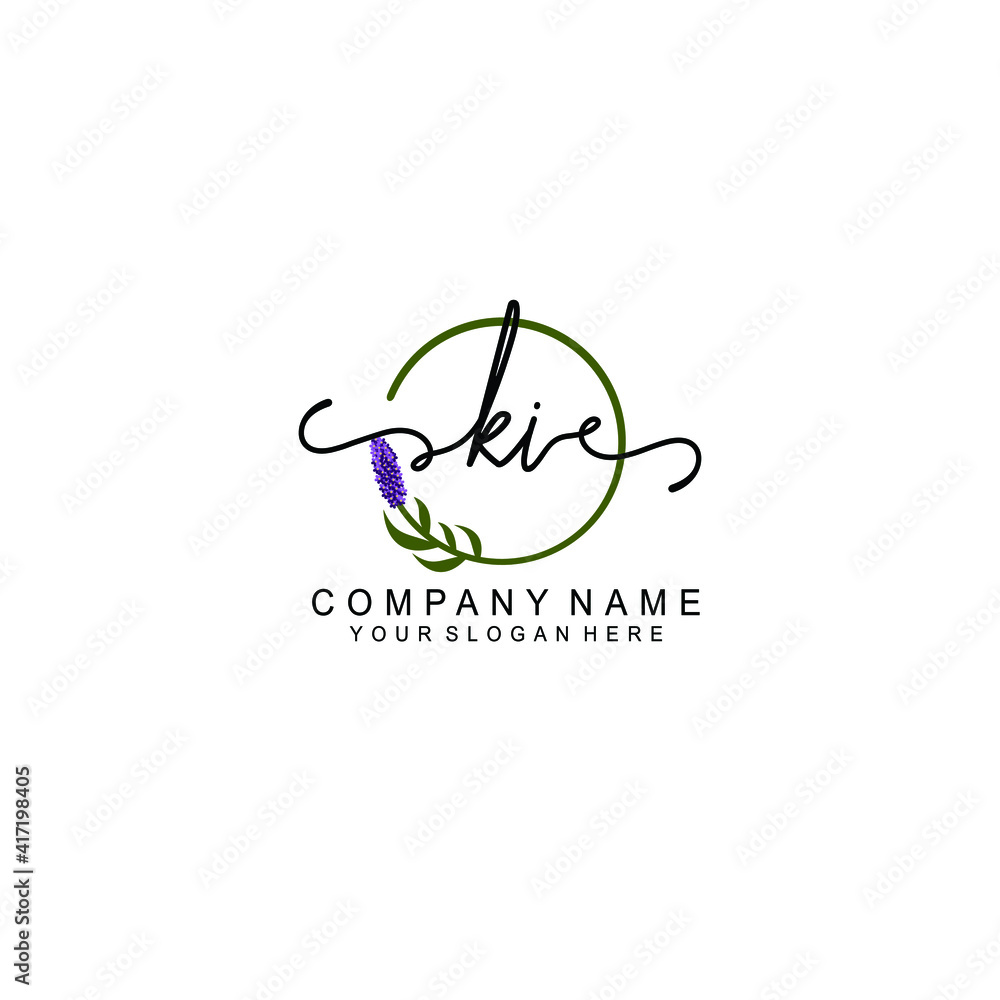 Letter KI Beautiful handwriting logo