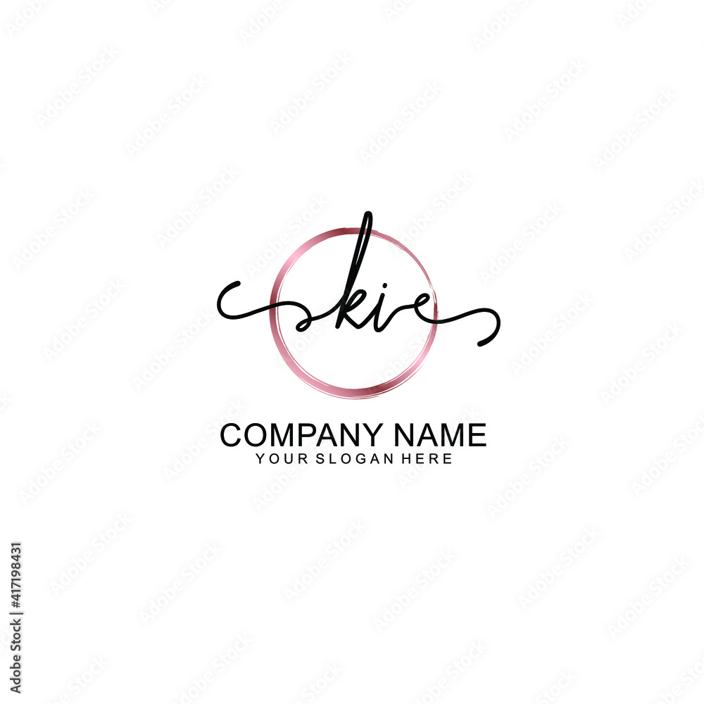 Letter KI Beautiful handwriting logo Letter KI Beautiful handwriting logo