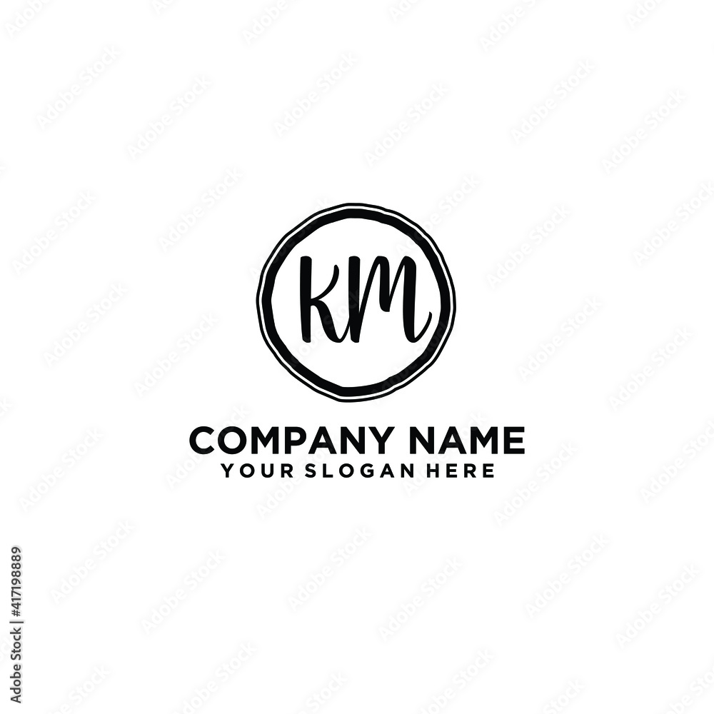 Letter KM Beautiful handwriting logo Letter KM Beautiful handwriting logo