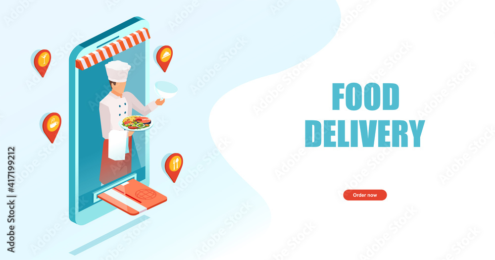 Order food online banner concept.