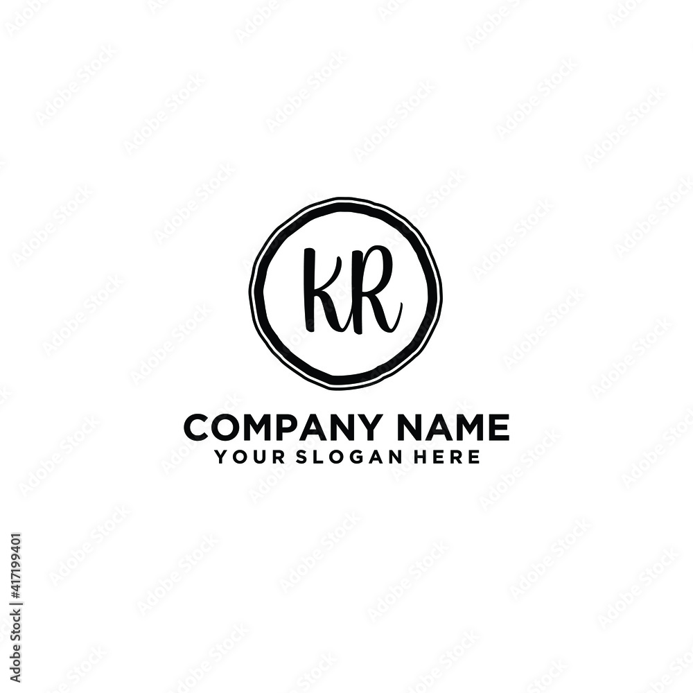 Letter KR Beautiful handwriting logo