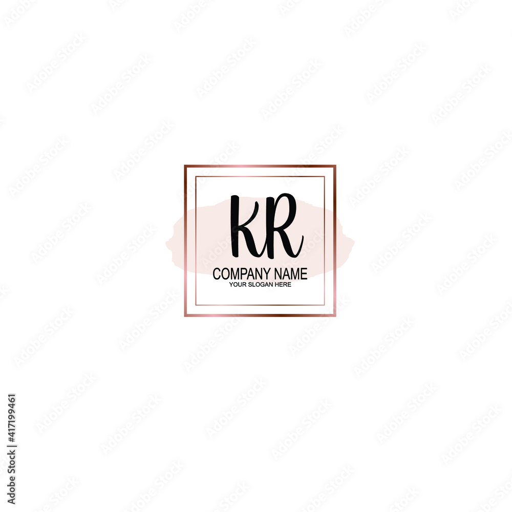 Letter KR Beautiful handwriting logo Letter KR Beautiful handwriting logo