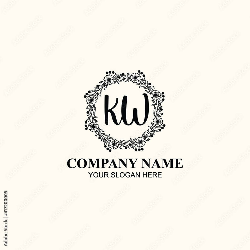 Letter KW Beautiful handwriting logo Letter KW Beautiful handwriting logo