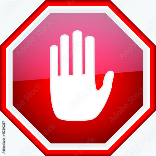 Vector - Red Stop Sign And Hand Signal 