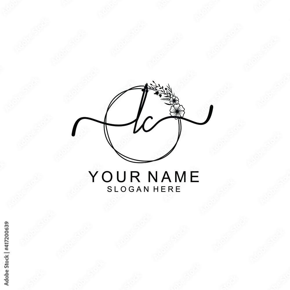 Letter LC Beautiful handwriting logo Letter LC Beautiful handwriting logo