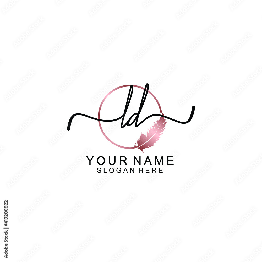 Letter LD Beautiful handwriting logo Letter LD Beautiful handwriting logo