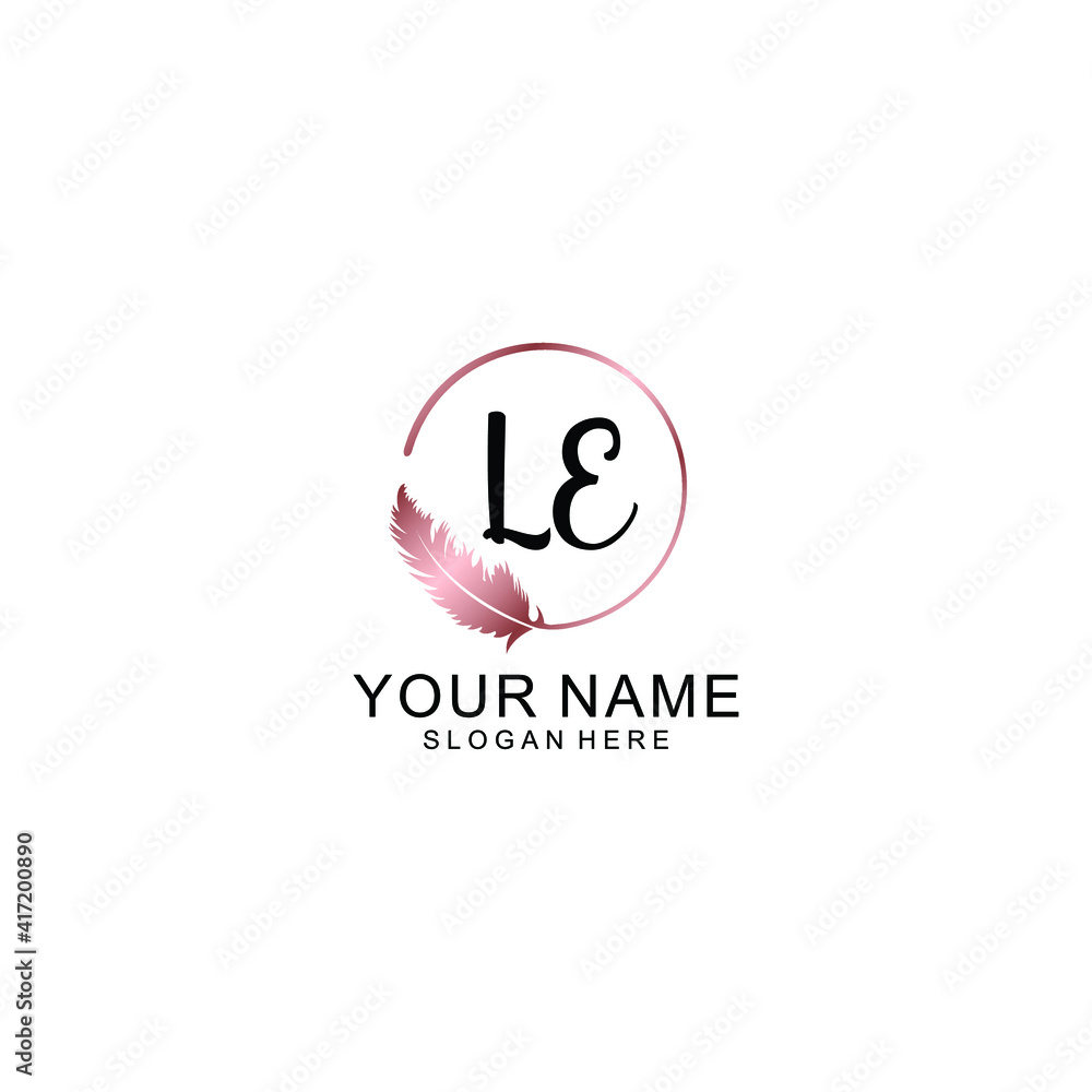 Letter LE Beautiful handwriting logo Letter LE Beautiful handwriting logo