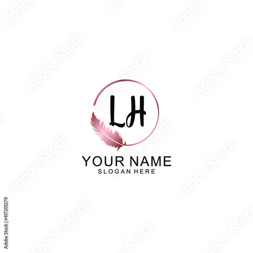 Letter LH Beautiful handwriting logo