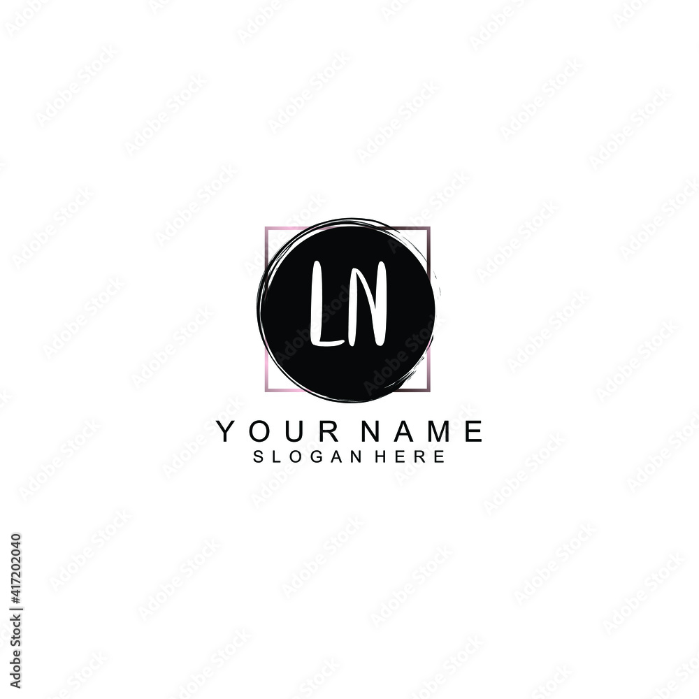 Letter LN Beautiful handwriting logo Letter LN Beautiful handwriting logo