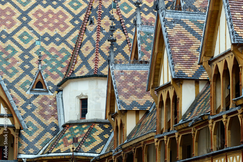 Architecture of the historic Hospices of Beaune, Hotel-Dieu.  France. 20.10.2019 photo