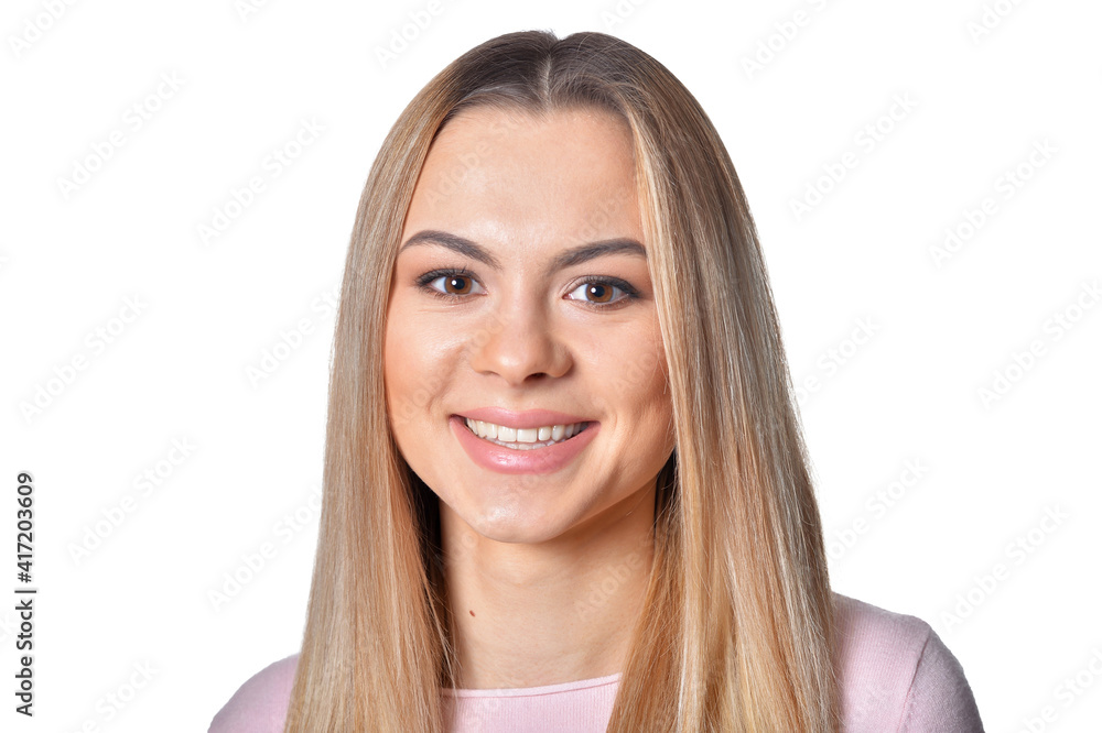 portrait of beautiful woman isolated on white portrait of beautiful woman isolated on white
