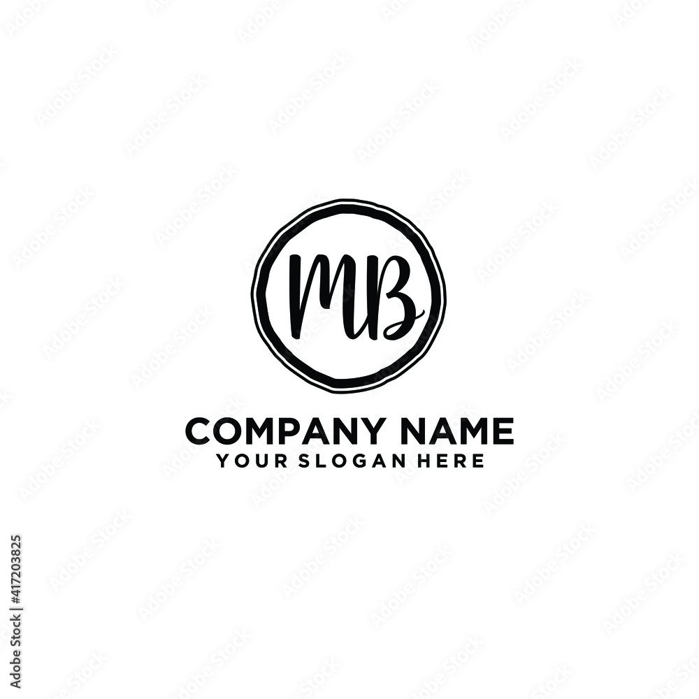 Letter MB Beautiful handwriting logo Letter MB Beautiful handwriting logo