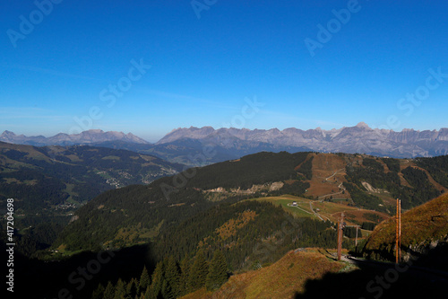 Landscape of the French Alps in summer. Aravis  and Prarion mountains.  France.  07.06.2018 photo