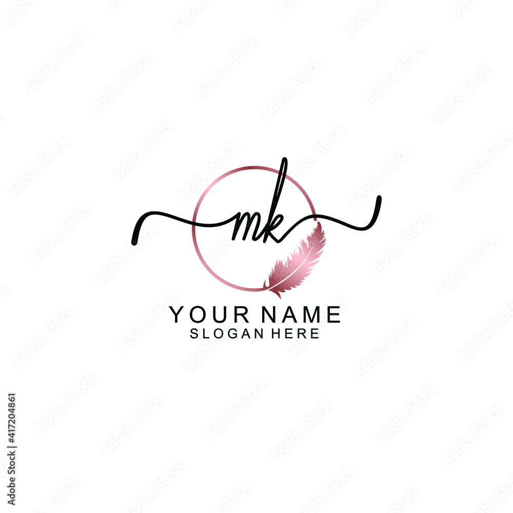 Letter MK Beautiful handwriting logo