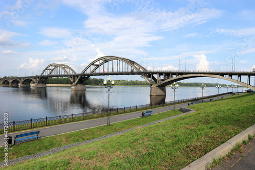 view to the bridge across Volga river in Rybinsk, Russia © Sergei Timofeev