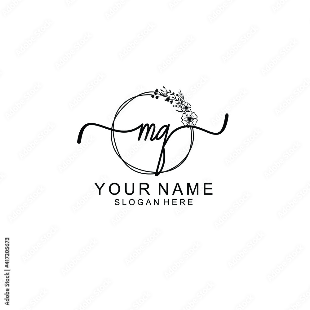 Letter MQ Beautiful handwriting logo Letter MQ Beautiful handwriting logo