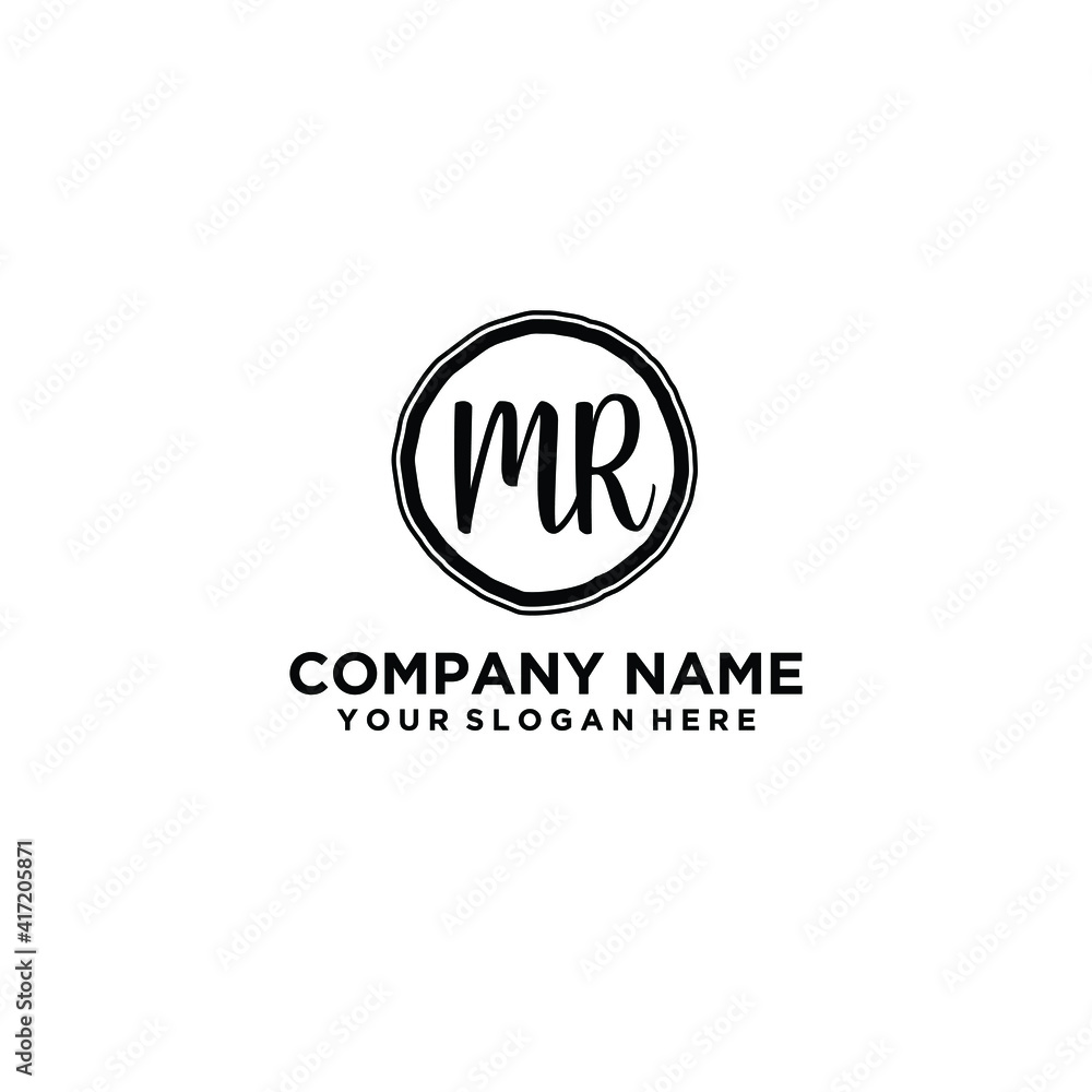 Letter MR Beautiful handwriting logo Letter MR Beautiful handwriting logo